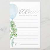 Blauw ballonadvies wenst Baby kaart (Voorkant)