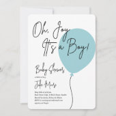 Blauw ballonBaby shower Kaart (Voorkant)