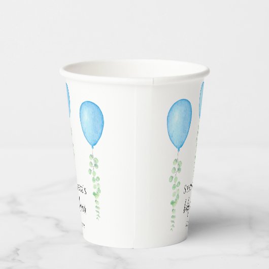 Blauw ballonBaby shower Papieren Bekers (Rechts)