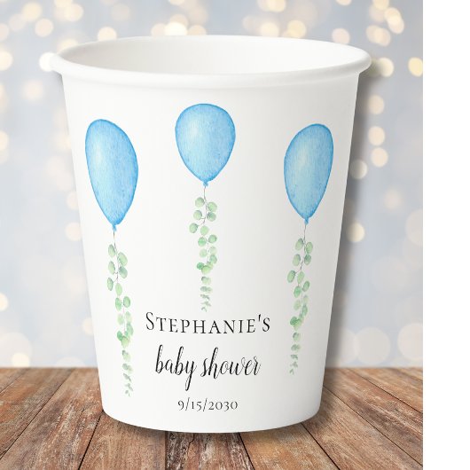 Blauw ballonBaby shower Papieren Bekers