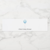 Blauw ballonBaby shower Waterfles Etiket (Enkel label)