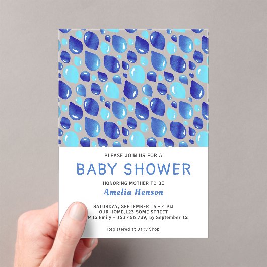 Blauw ballonPatroon Baby Boy Baby shower Acryl Uitnodigingen (Insitu (Draagbaar))