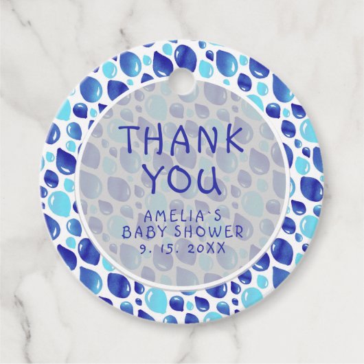 Blauw ballonPatroon Baby Boy Baby shower Bedankjes Labels (Voorkant)