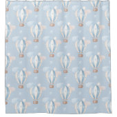 Blauw ballonpatroon douchegordijn (Voorkant)