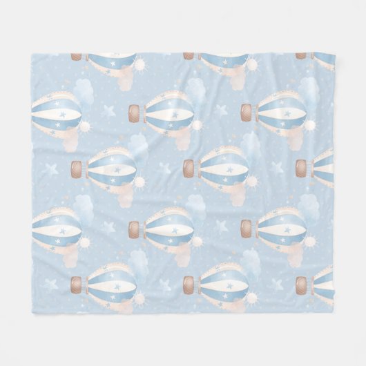 Blauw ballonpatroon fleece deken (Voorkant (Horizontaal))