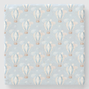 Blauw ballonpatroon stenen onderzetter