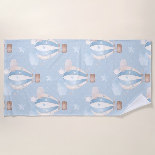 Blauw ballonpatroon strandlaken (Voorkant)