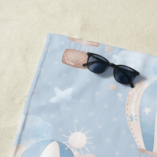 Blauw ballonpatroon strandlaken (In situ)