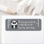 Blauw Bamboe Baby Panda in Luiers Adres Stickers (Insitu)