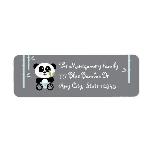 Blauw Bamboe Baby Panda in Luiers Adres Stickers (Voorkant)