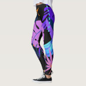 Blauw Banana Bunch Roze Paars Tropisch Bosbos Leggings (Links)