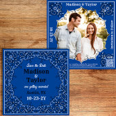 Blauw Bandana Foto Flat Save The Date Kaart