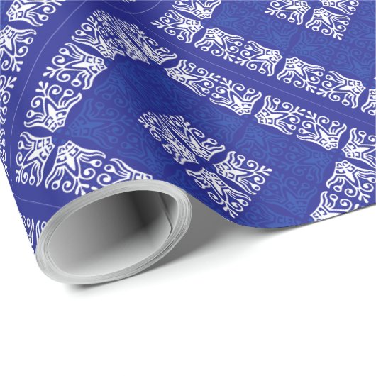 Blauw Bandana-ontwerp Cadeaupapier (Rol Hoek)
