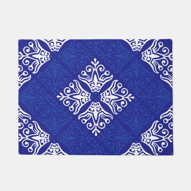 Blauw Bandana-ontwerp Deurmat (Voorkant)