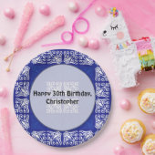 Blauw Bandana-ontwerp Papieren Bordje (Feest)