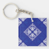 Blauw Bandana-ontwerp Sleutelhanger (Voorkant)
