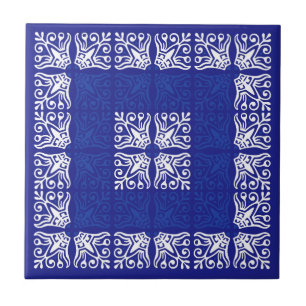 Blauw Bandana-ontwerp Tegeltje