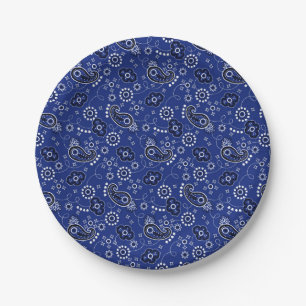 Blauw Bandana Patroon Cowboy Buiten Avontuur Papieren Bordje