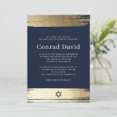 Blauw Bar Mitswa Uitnodiging Elegant (Staand voorkant)