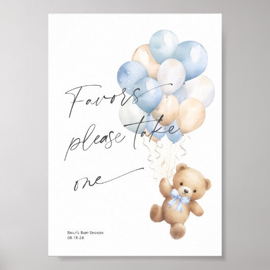 Blauw Barly wacht jongen douche Favorieten teken Poster (Voorkant)