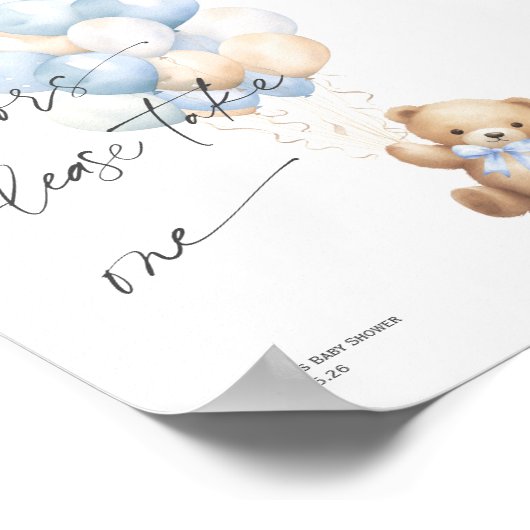 Blauw Barly wacht jongen douche Favorieten teken Poster (Hoek)