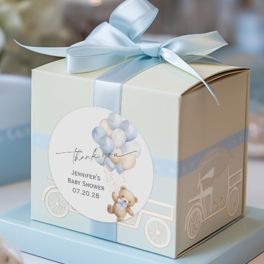 Blauw Barly Wachten Baby Jongen Douche Dank u Ronde Sticker