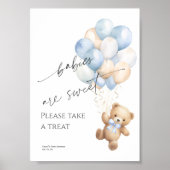 Blauw Barly Wachten Baby Jongen Douche Treat Sign Poster (Voorkant)