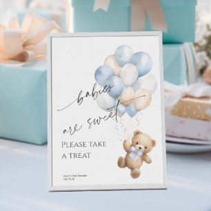 Blauw Barly Wachten Baby Jongen Douche Treat Sign Poster