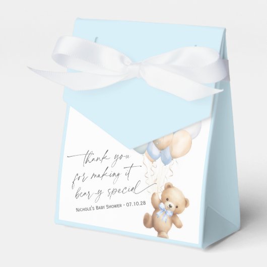 Blauw Barly Wachten Modern Script Jongen Douche Bedankdoosjes (Voorkant Zijde)