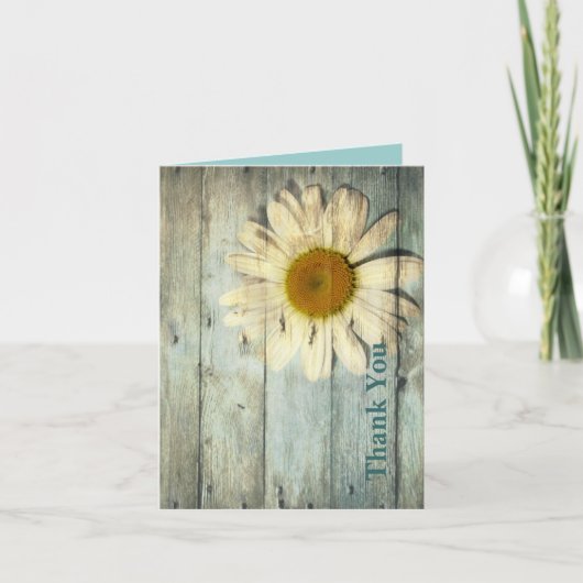 blauw barnwood landelijke daisy bruiloft bedankt (Voorkant)