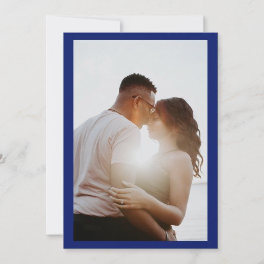 Blauw Barok Foto Save the Date Uitnodiging (Achterkant)