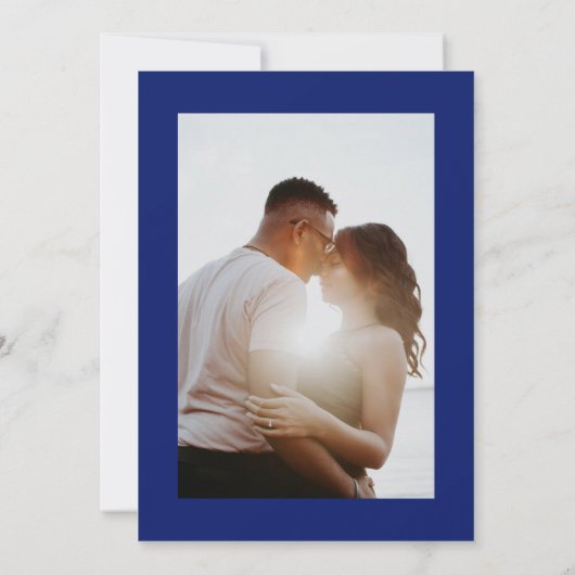 Blauw Barok Fotokasteel Save the Date Uitnodiging (Achterkant)