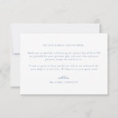 Blauw Barok Monogram Crest Wedding Bedankkaart (Achterkant)