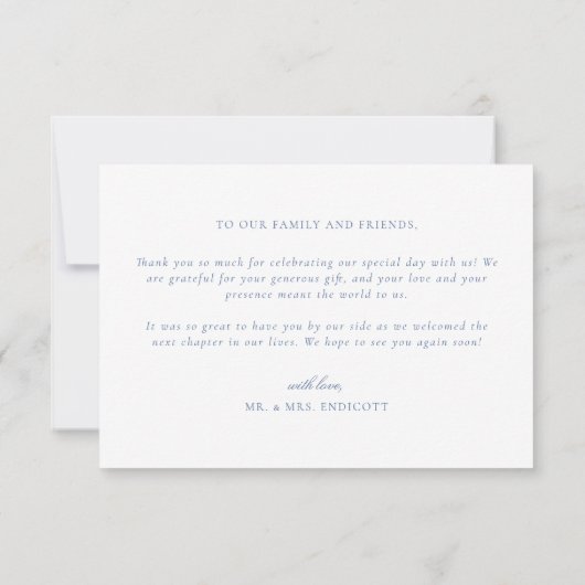 Blauw  Barok Monogram Crest Wedding Bedankkaart (Achterkant)