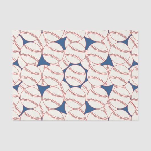 Blauw Baseball Patroonpapier Tissuepapier (Voorkant)