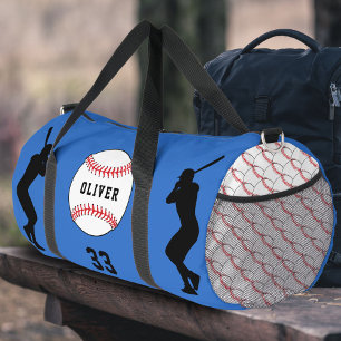Blauw Baseball Speler Silhouet Naam Plunjezak