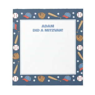 Blauw Baseball Sport Thema Gepersonaliseerde Mitsw Notitieblok