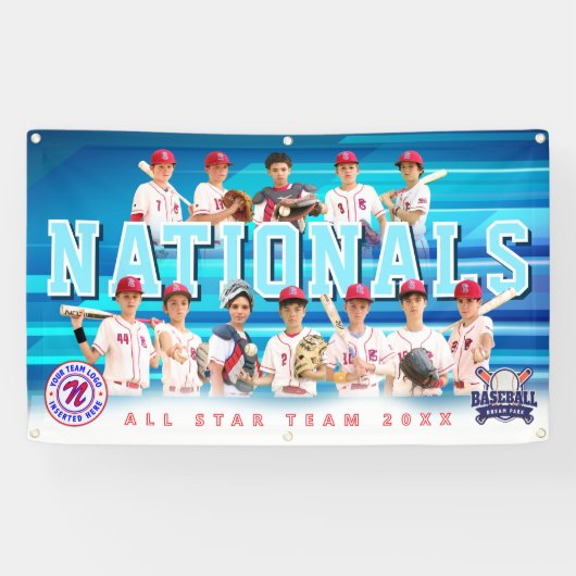 Blauw Baseball Team Banner - Gepersonaliseerd (Horizontaal)