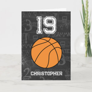Blauw Basketbal 19e Verjaardag Kaart