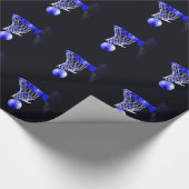 Blauw Basketbal Gift Wrap Cadeaupapier (Hoek)