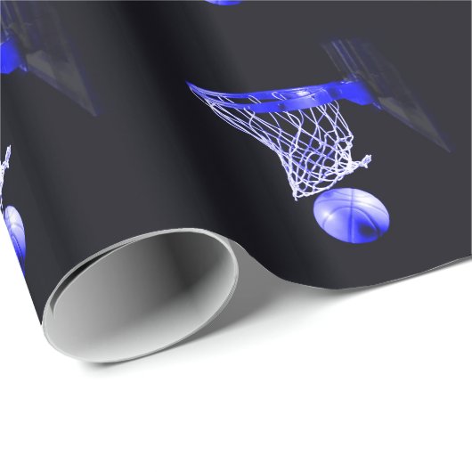 Blauw Basketbal Gift Wrap Cadeaupapier (Rol Hoek)