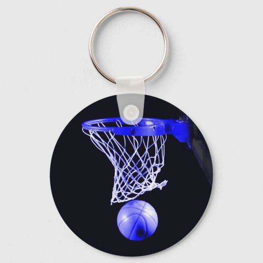 Blauw Basketbal Kunstwerk Sleutelhanger (Voorkant)