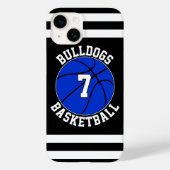 Blauw Basketbal Team Naam Speler Nummer Aangepast Case-Mate iPhone Case (Achterkant)