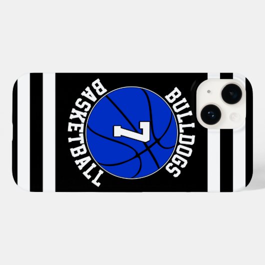 Blauw Basketbal Team Naam Speler Nummer Aangepast Case-Mate iPhone Case (Achterkant (horizontaal))