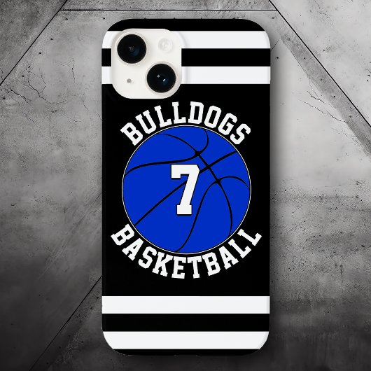 Blauw Basketbal Team Naam Speler Nummer Aangepast Case-Mate iPhone Case
