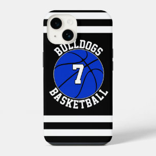 Blauw Basketbal Team Naam Speler Nummer Aangepast iPhone 14 Hoesje