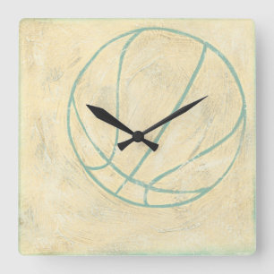 Blauw Basketball door Chariklia Zarris Vierkante Klok