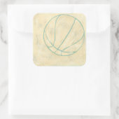 Blauw Basketball door Chariklia Zarris Vierkante Sticker (Tas)
