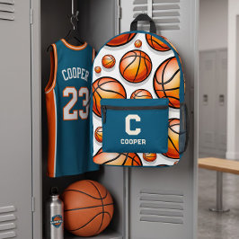 Blauw basketbalpatroon bedrukte rugzak