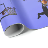Blauw basketbalspelers patroon, cadeaupapier (Rol Hoek)